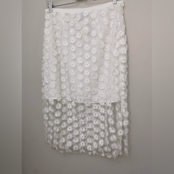 By Anthropologie 3D Texture Sheer Slip Midi Skirt size L white color - Picture 6 of 7